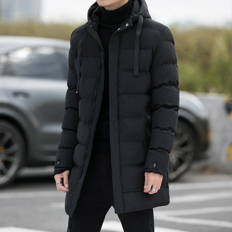 Men's medium-length thick cotton casual hooded jacket by eprolo, featuring a warm, relaxed fit suitable for everyday wear.