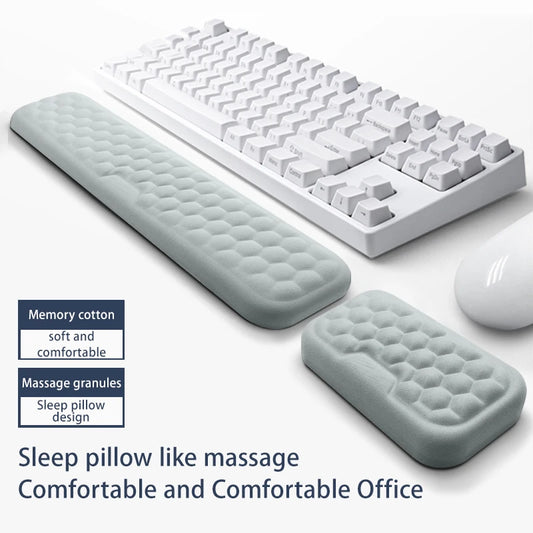 Ergonomic eprolo keyboard and mouse wrist rest with memory foam for comfortable office typing and wrist support.
