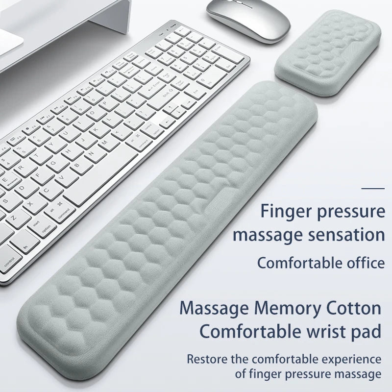 Ergonomic eprolo keyboard and mouse wrist rest with memory foam for comfortable office typing and wrist support.