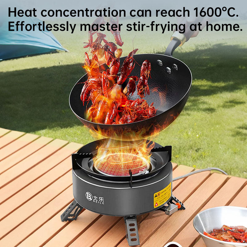 Eprolo Explorer 4000W infrared camping stove with portable design, windproof body, and electronic ignition for outdoor cooking.