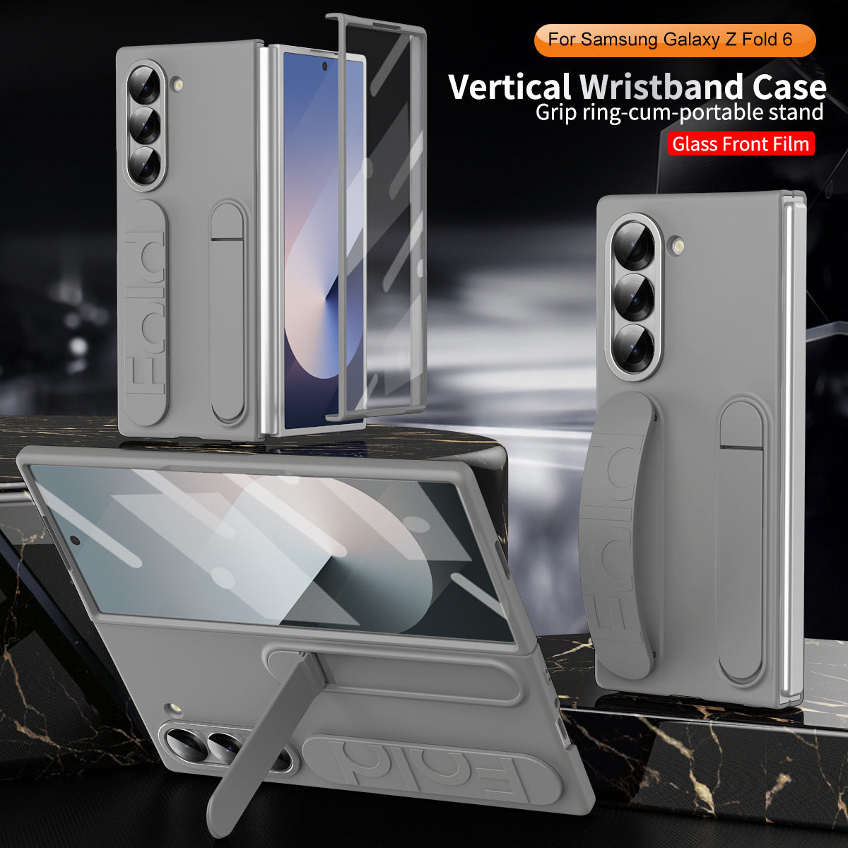 Eprolo Samsung Z Fold 6 phone case with integrated wristband, protective film, and anti-fall features for folding smartphones.