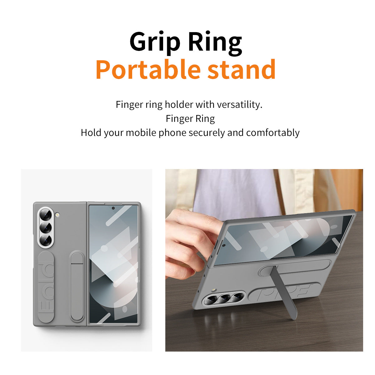 Samsung Z Fold 6 case by eprolo with integrated wristband, foldable design, anti-fall protection, and built-in screen film.