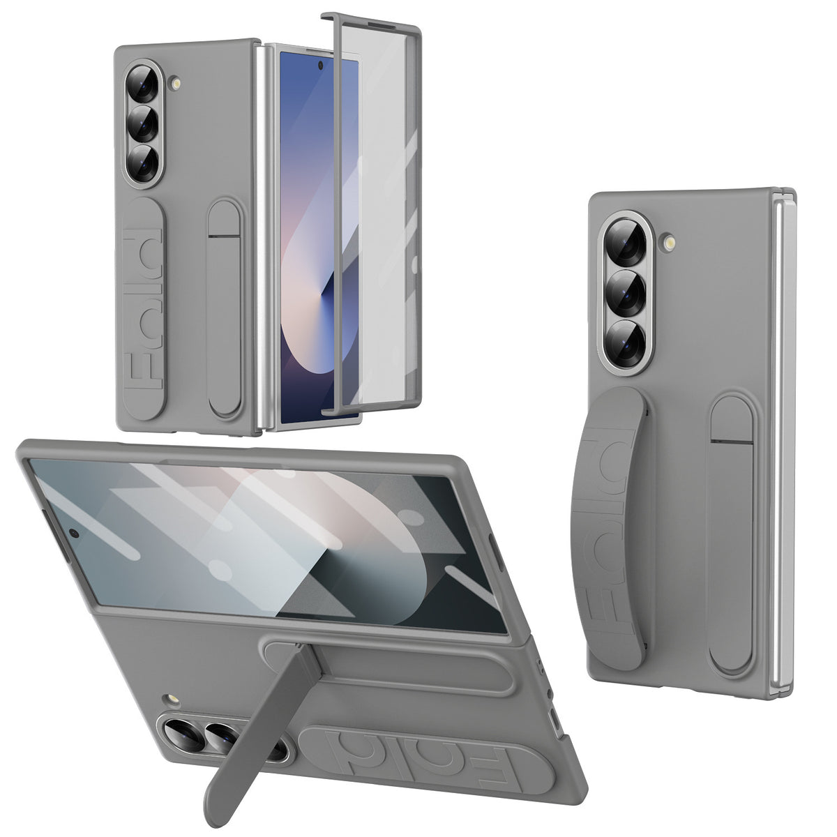 Eprolo Samsung Z Fold 6 phone case with vertical wristband, foldable design, integrated film, and anti-fall protection.