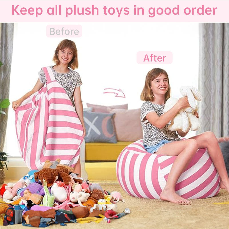 Kids' beanbag chair and plush toy set by eprolo, featuring a cozy cotton canvas cover and colorful, soft plush toy for playtime comfort.