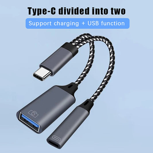 eprolo USB C OTG cable adapter with Type C to USB A and PD charging port for phones, laptops, and tablets.