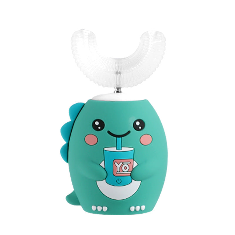 Eprolo U-shaped electric children's toothbrush with dinosaur design, rechargeable baby toothbrush for ages 2 to 12, suitable for kids' oral care.
