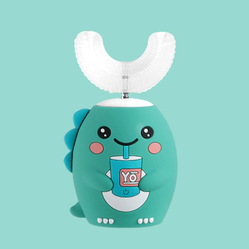 Eprolo U-shaped electric children's rechargeable toothbrush with dinosaur design for ages 2 to 12, suitable for little kids' oral care.
