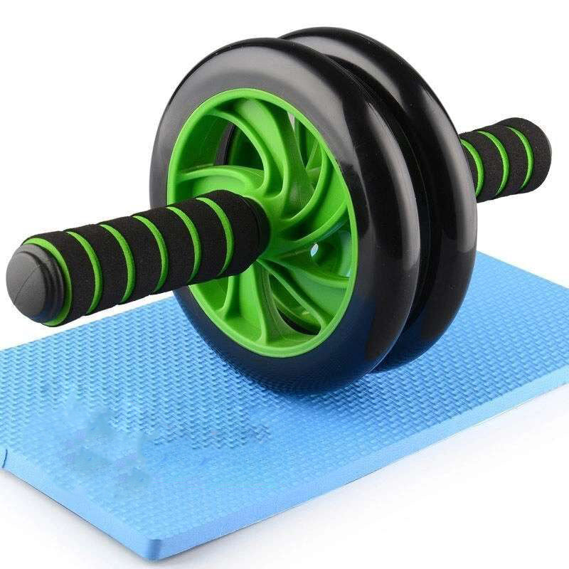 Abdominal Exercise Roller - Classic Dual Wheel with Foam Handles - Includes Extra Thick Knee Pad - American Smart