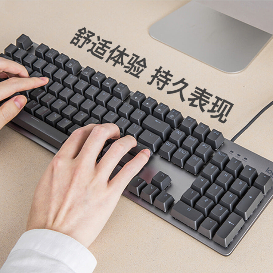 Logitech K845 mechanical backlit wired keyboard featuring PUBG-themed design and backlit keys, suitable for gaming and typing.