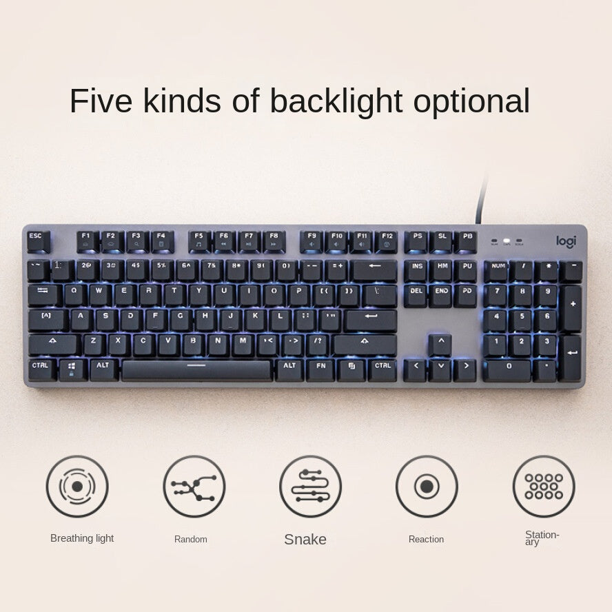 Logitech K845 mechanical backlit wired keyboard with PlayerUnknown's Battlegrounds design and colorful key backlighting.