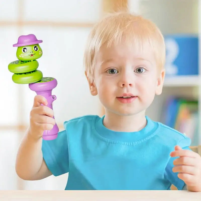 Colorful cartoon snake-shaped whistle toy by eprolo featuring twisting, rotating, and swinging movements for fun and stress relief.