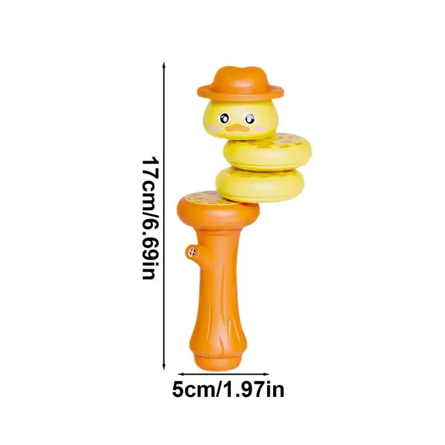 Colorful cartoon snake-shaped whistle toy with twisting, rotating features, designed for fun and stress relief.