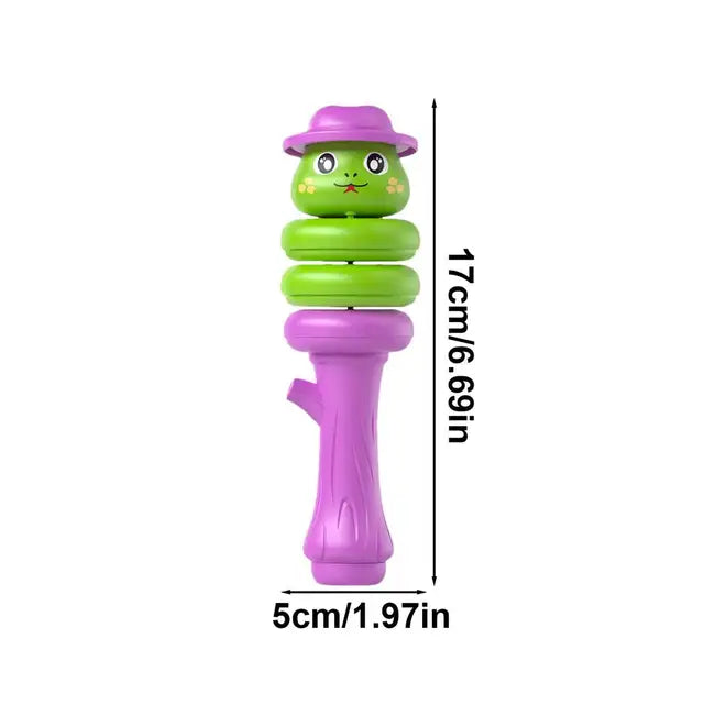 Colorful cartoon snake-shaped whistle toy by eprolo, featuring twisting, rotating, and swinging snake design for fun and stress relief.