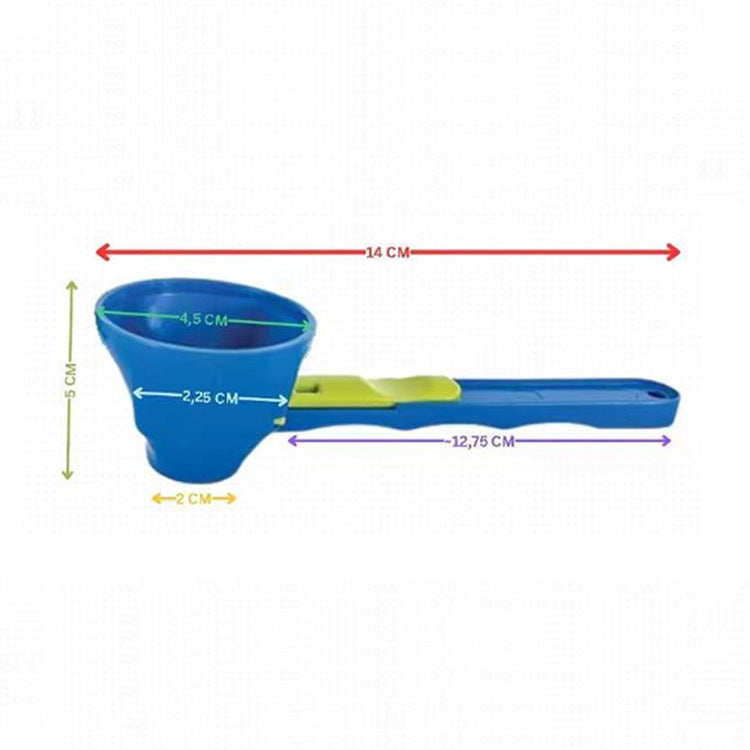 Eprolo mess-free measuring funnel with sliding spoon for protein powder, egg yolk separation, and kitchen mixing tasks.