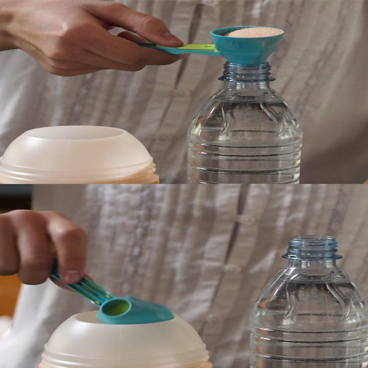Eprolo mess-free measuring funnel with sliding spoon for protein powder, egg yolk separation, and kitchen mixing tasks.