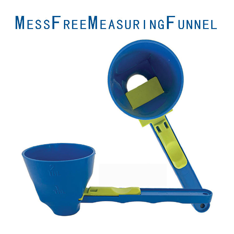 Eprolo mess-free measuring funnel with sliding spoon and egg yolk separation feature for protein powder and culinary use.