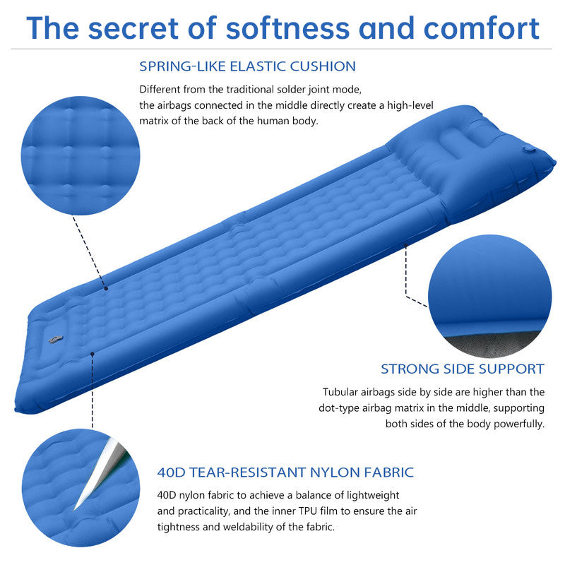 Eprolo outdoor self-inflating camping mattress with built-in pump, ultralight design for hiking, travel, and fishing trips