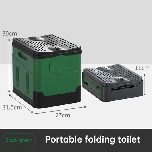 Eprolo portable folding camping toilet with lid and seat, suitable for adult and child use, compact self-contained design