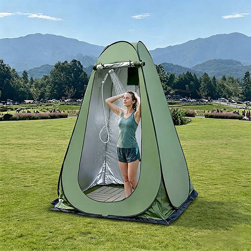 Eprolo portable outdoor camping tent for one person, with changing room, shower, and storage space, ideal for camping and fishing.