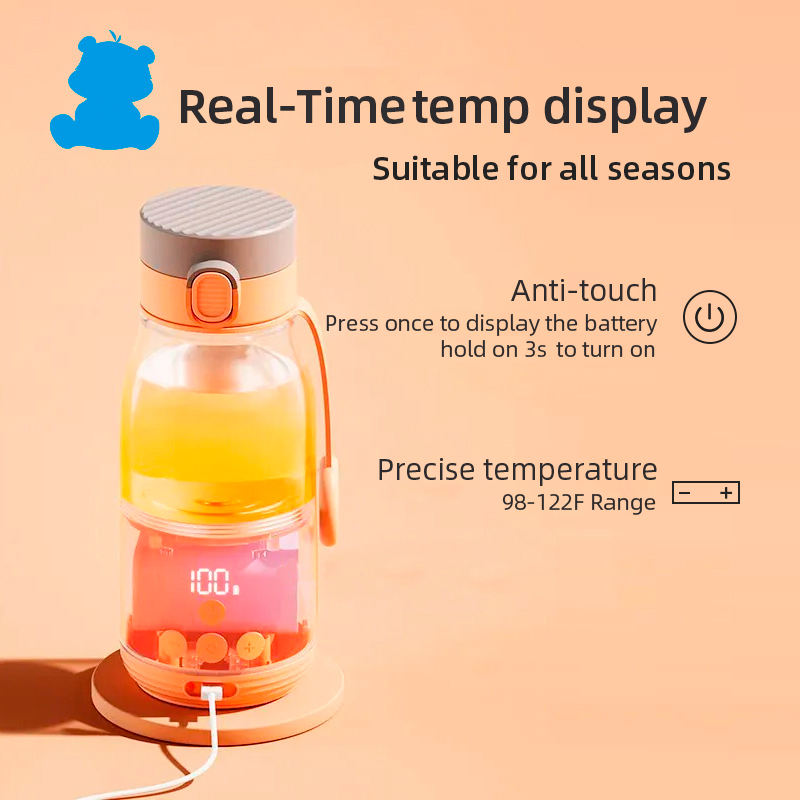 Portable rechargeable eprolo smart milk kettle with handle, designed for heating baby milk and travel water on the go.
