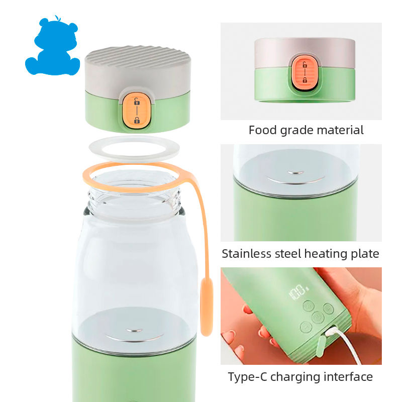 Portable rechargeable eprolo smart baby milk travel kettle with digital display and heat control for warm water or milk on the go.