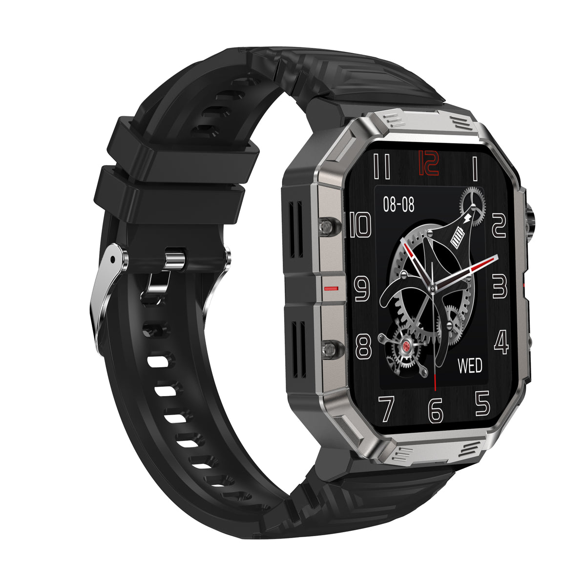 Eprolo GW55 HD Bluetooth smart watch with NFC, multi-sport mode, sleep monitoring, and voice call features on display.