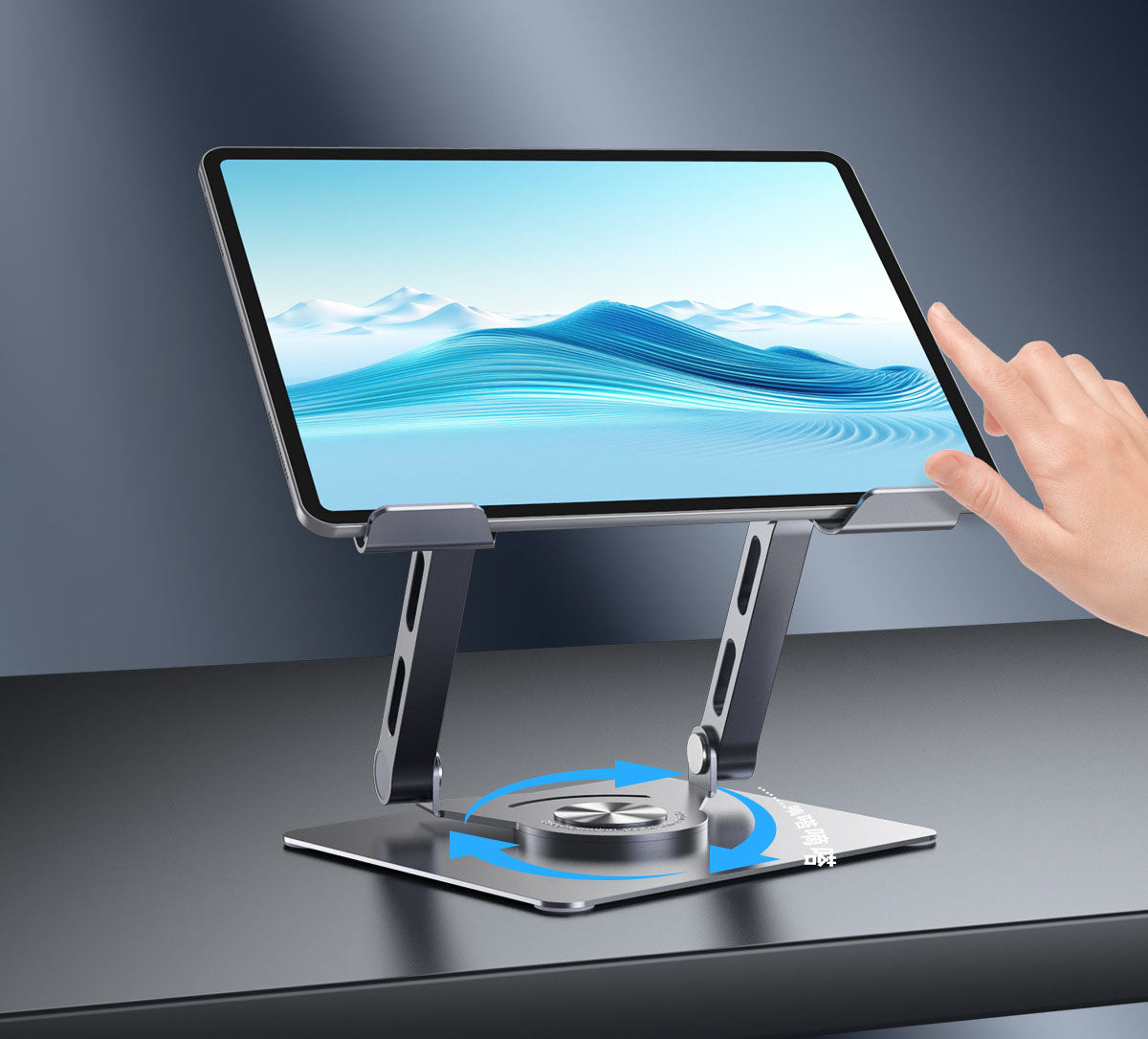 Dual arm support tablet stand with infinite adjustment, rotation, folding, heat dissipation, gaming phone stand - American Smart