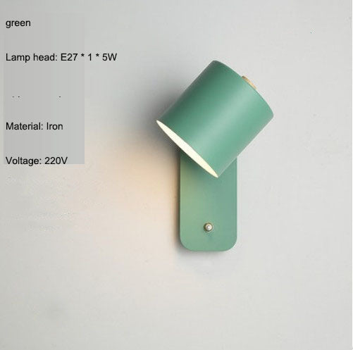 Eprolo Nordic minimalist macaron LED wall lamp with switch, ideal for bedroom, study, or hallway lighting.