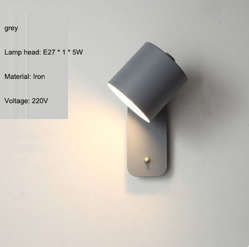 Eprolo Nordic LED wall lamp with switch, minimalist macaron design for bedroom, study, dining room, or corridor lighting.