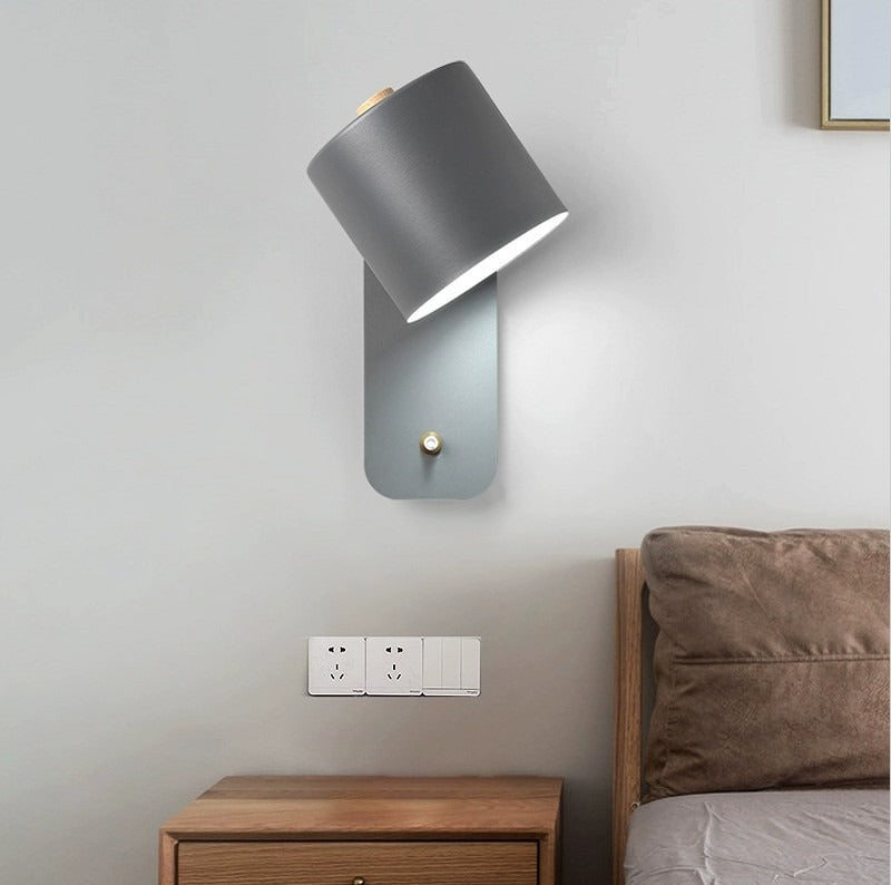 Eprolo Nordic LED wall lamp with switch, minimalist macaron design for bedroom, study, dining room, or corridor lighting.