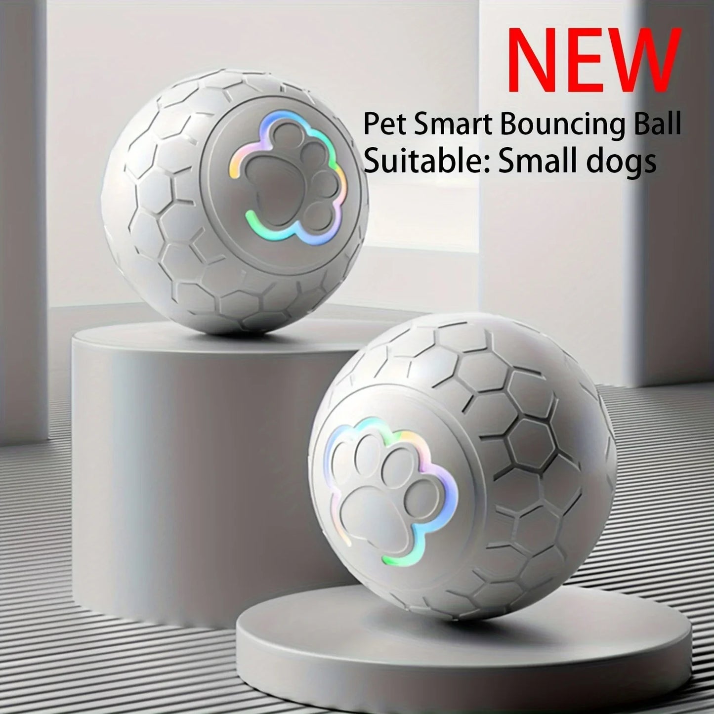Rechargeable eprolo interactive pet toy ball with bite-resistant design and automatic bouncing for playful dogs.