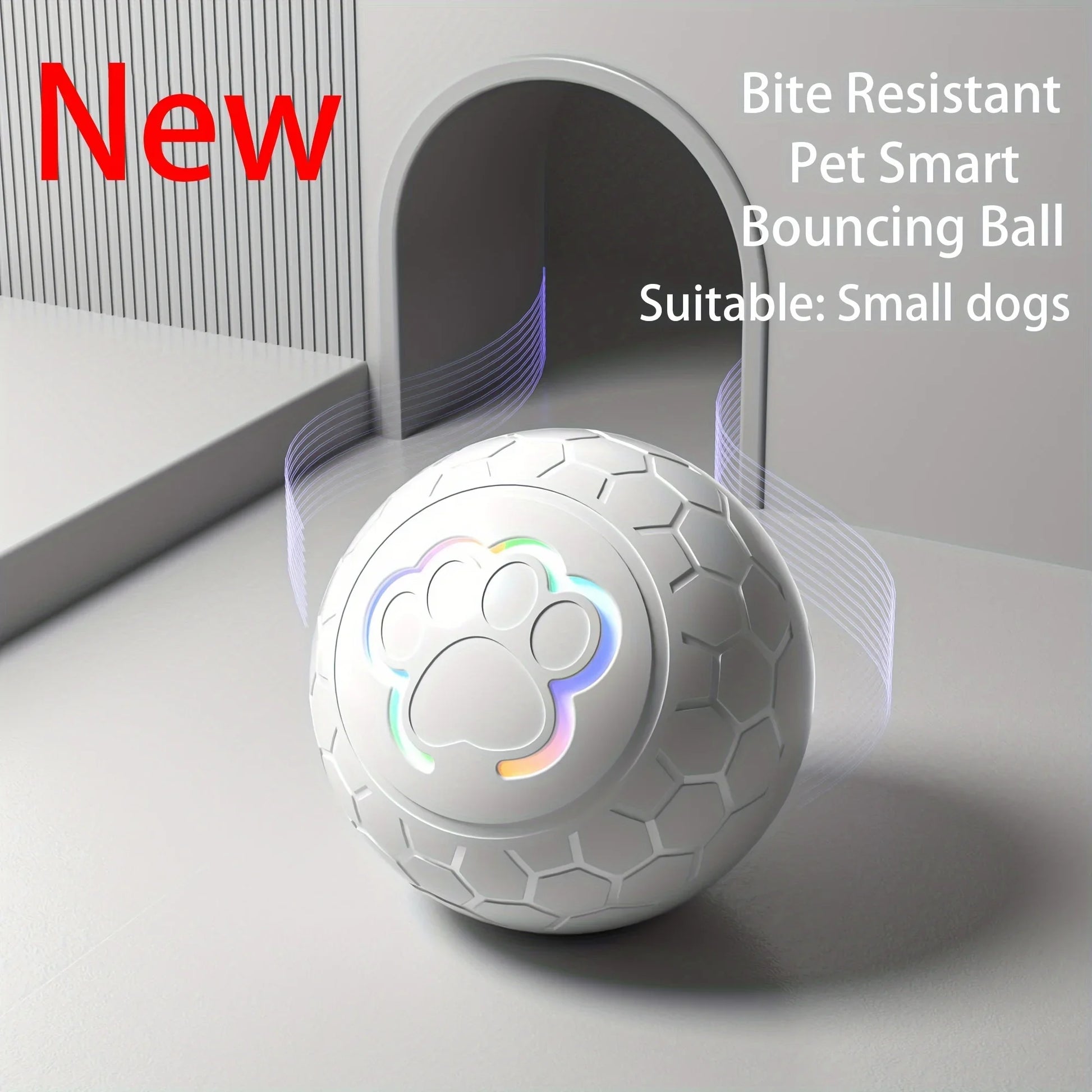 Rechargeable eprolo interactive pet toy ball with automatic bouncing, bite-resistant design for engaging pet play.
