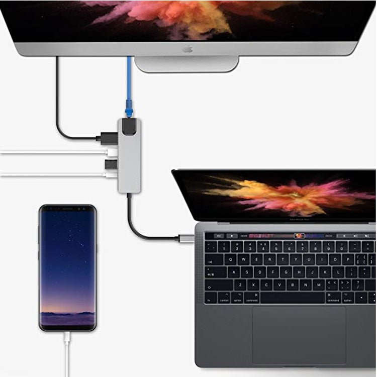 eprolo Type C docking station with HDMI 4K, Gigabit Ethernet, and USB 3.0 ports for versatile laptop connectivity
