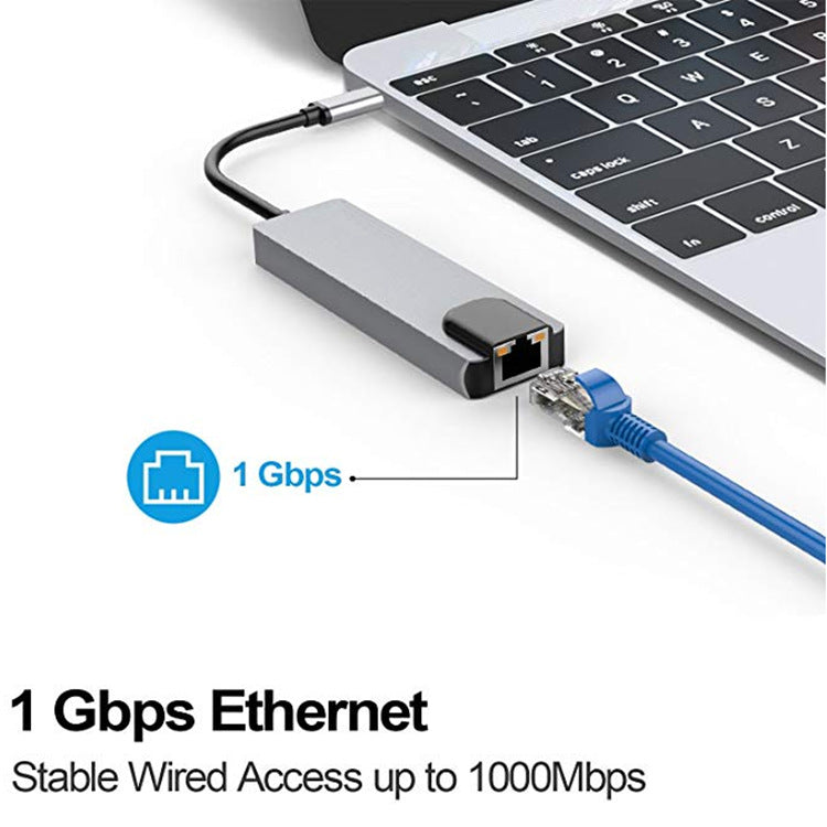 eprolo Type C docking station with HDMI 4K, Gigabit Ethernet, and USB 3.0 ports on a sleek all-in-one hub.