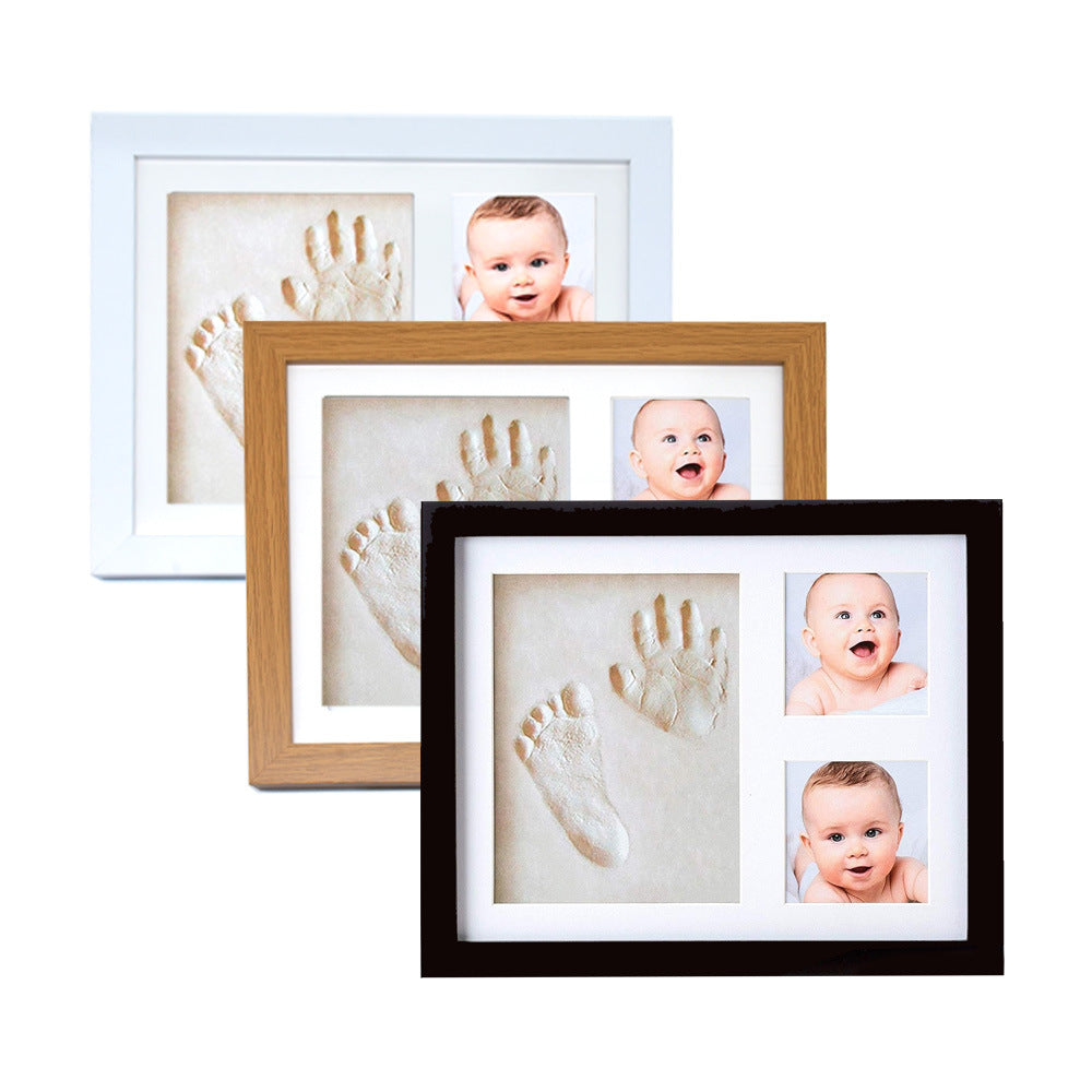 Eprolo handprint and footprint frame with ink pad for baby, dog, and cat paw prints, DIY photo keepsake display.