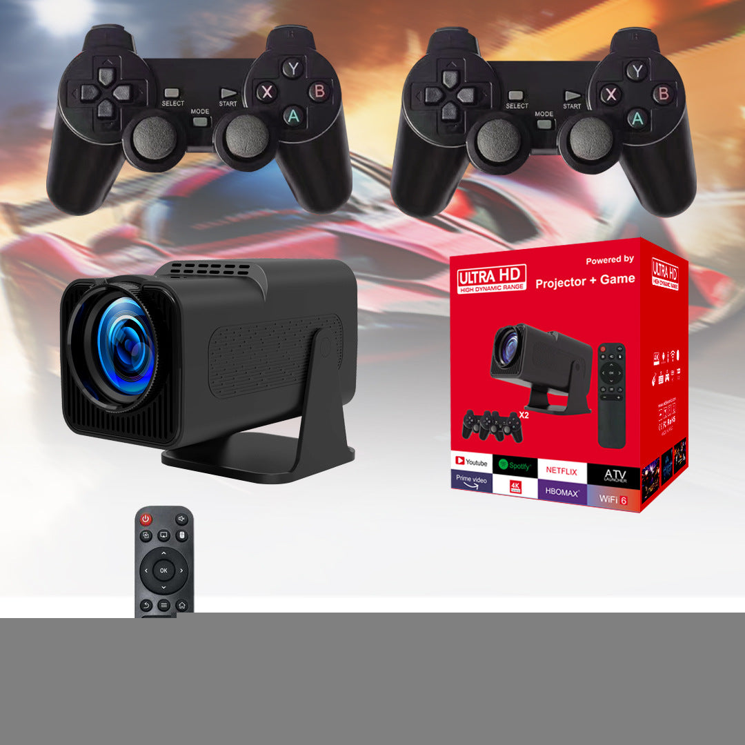 Eprolo MP3 Games 32GB F600 projector displaying 4K full HD video on LCD screen, outdoor portable wireless projector with Android.