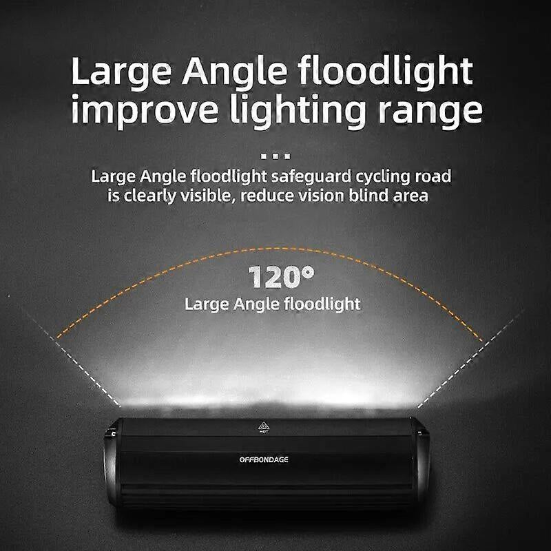 Eprolo high-capacity waterproof scooter and bike light mounted on a handlebar, showing bright LED illumination for night riding.