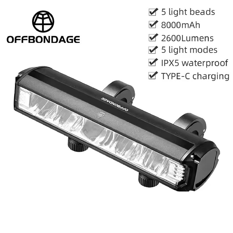 Eprolo high-capacity waterproof scooter and bike light with bright LED illumination and adjustable mounting strap.