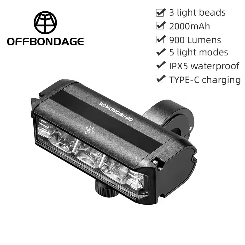 High-capacity waterproof scooter and bike light by eprolo showing bright LED illumination on a black background.