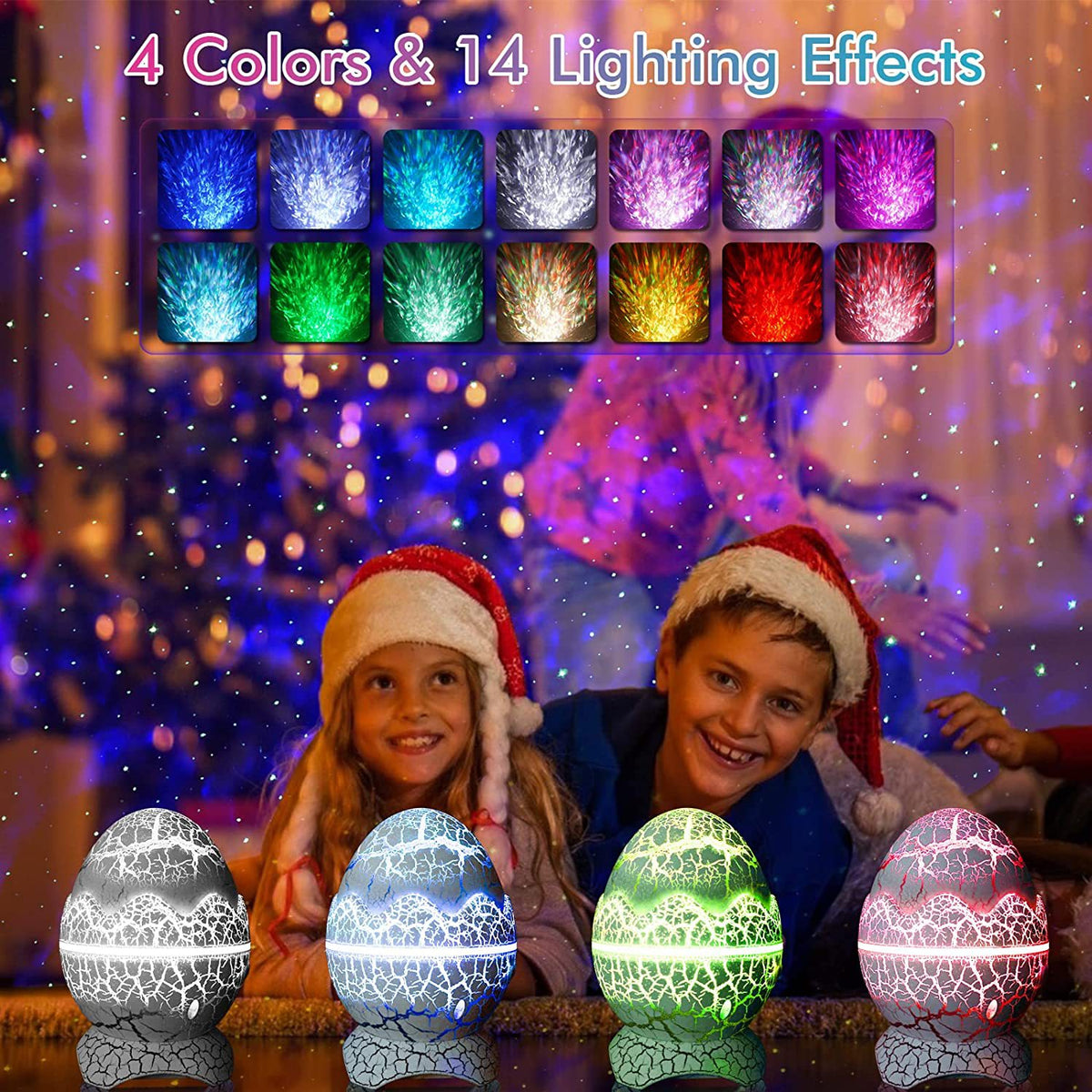 eprolo LED dinosaur egg star sky projection light with remote control, Bluetooth music and night sky projection for festive atmosphere