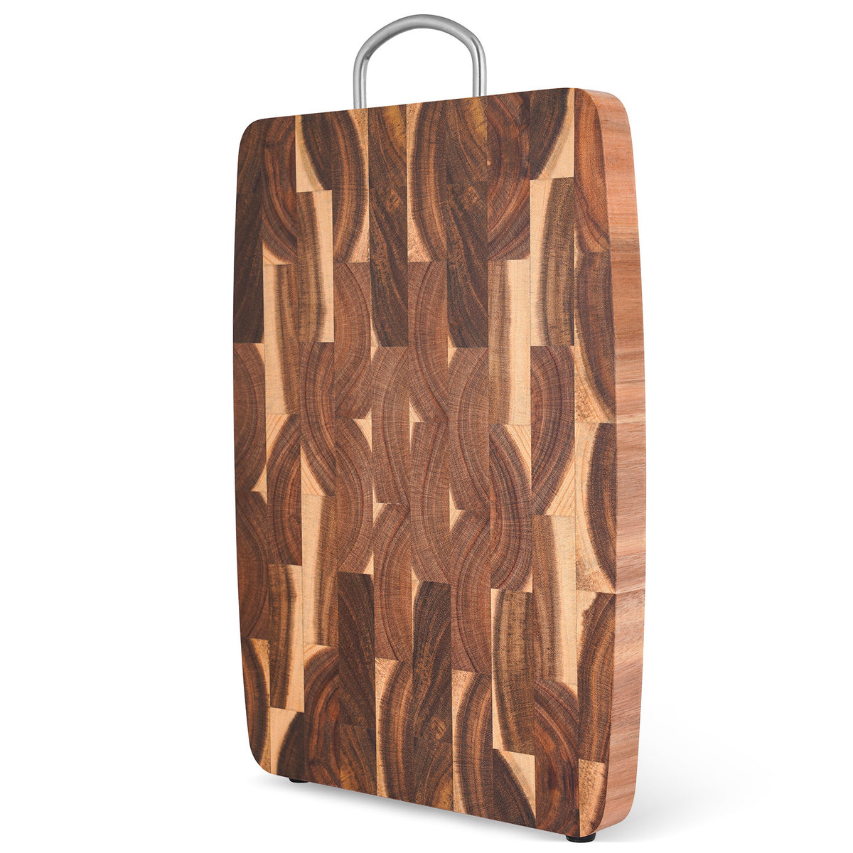 Solid wood geometric grid cutting board for kitchen use by eprolo, featuring durable craftsmanship and natural wood finish.