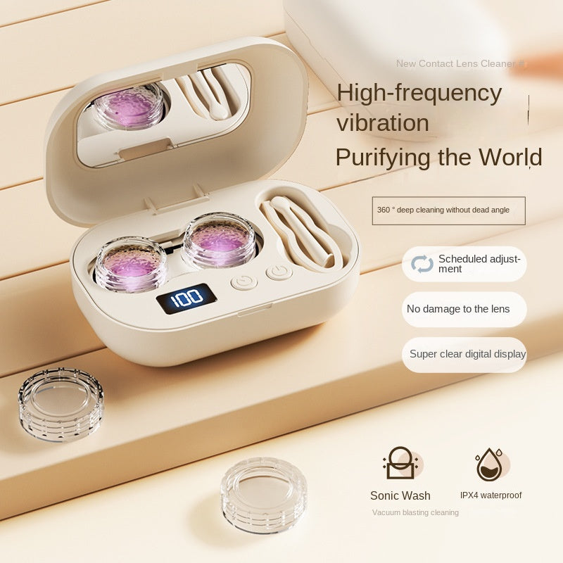 eprolo ultrasonic contact lens cleaner case with high-frequency automatic cleaning, compact design for safe lens cleaning
