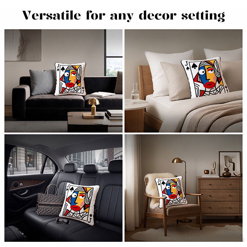 Cartoon Embroidered Square Pillow - Soft Quirky Big Eyes Game Cushion, Decorative Plush Throw Pillow for Home & Bedroom - American Smart