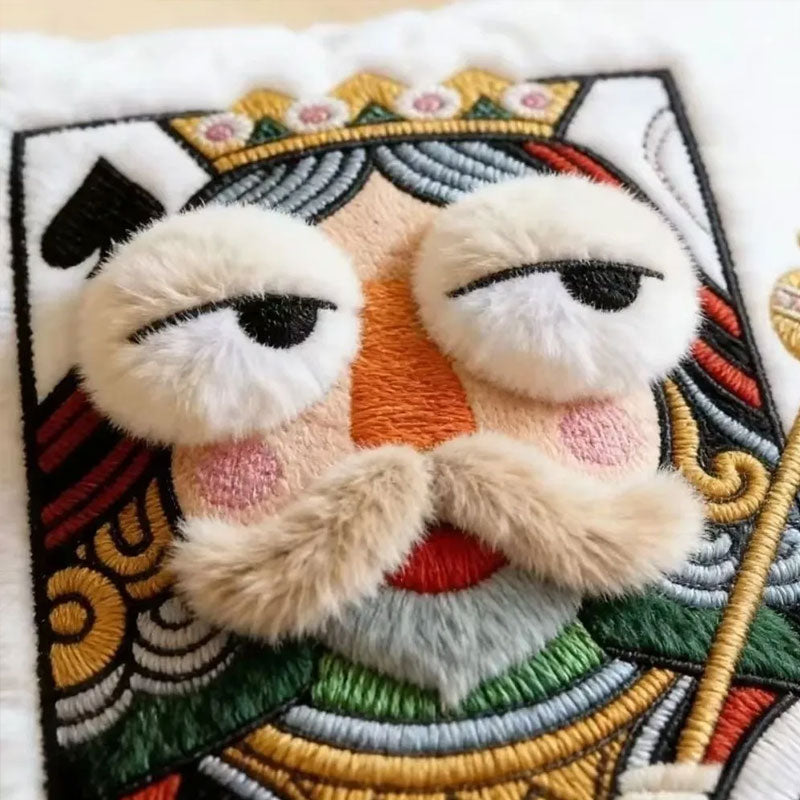 Cartoon Embroidered Square Pillow - Soft Quirky Big Eyes Game Cushion, Decorative Plush Throw Pillow for Home & Bedroom - American Smart
