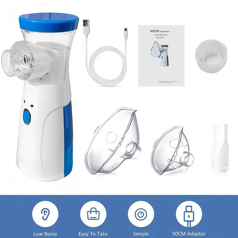 Portable eprolo nebulizer and inhaler device for kids and adults, silent, handheld mesh atomizer for emergency asthma relief.
