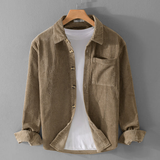 Men's corduroy long sleeve shirt by eprolo, casual autumn and winter men's fashion, simple retro trendy men's shirt.