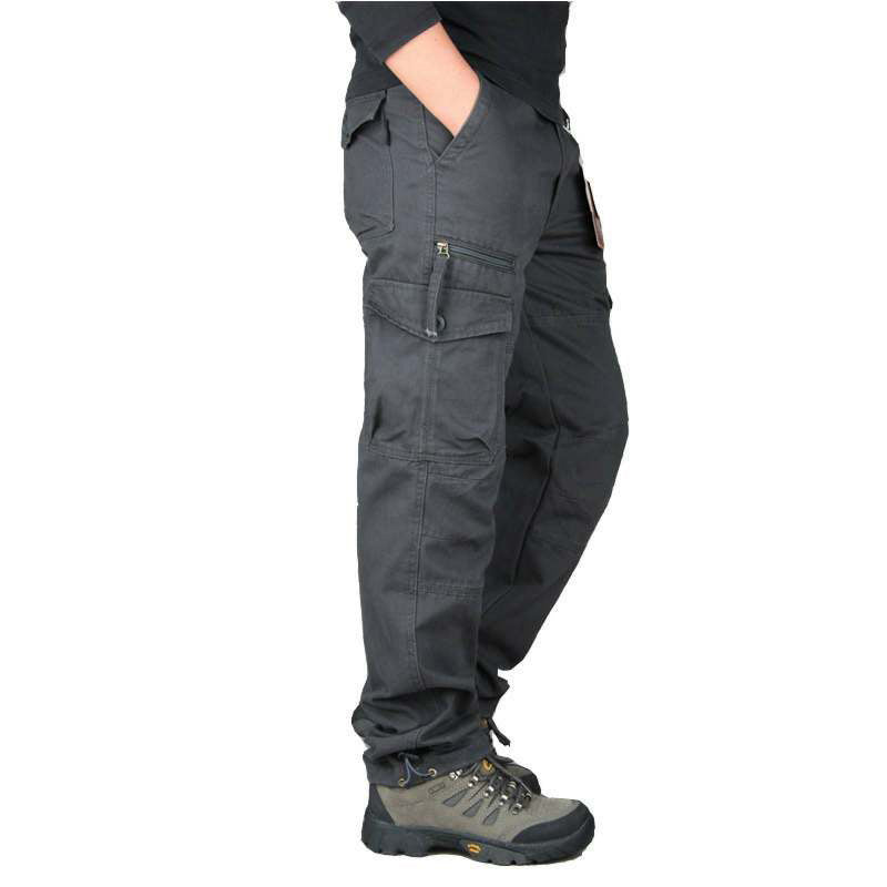 Men's cotton cargo overalls for camping and hiking, straight-leg style with multiple pockets and a baggy fit by eprolo.