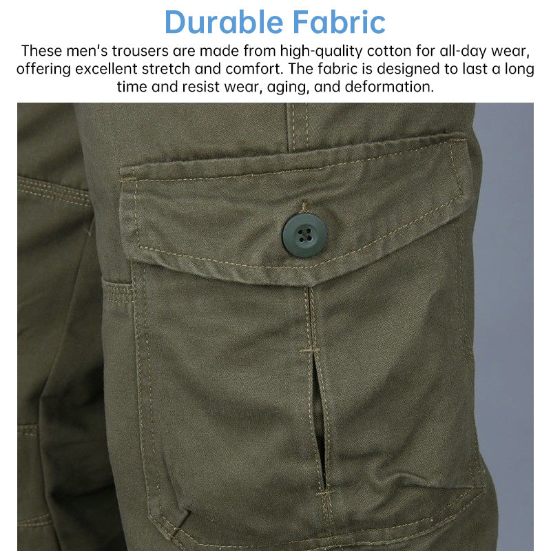 Men's cotton cargo overalls for camping and hiking, straight-leg style with multiple pockets and a baggy fit by eprolo.