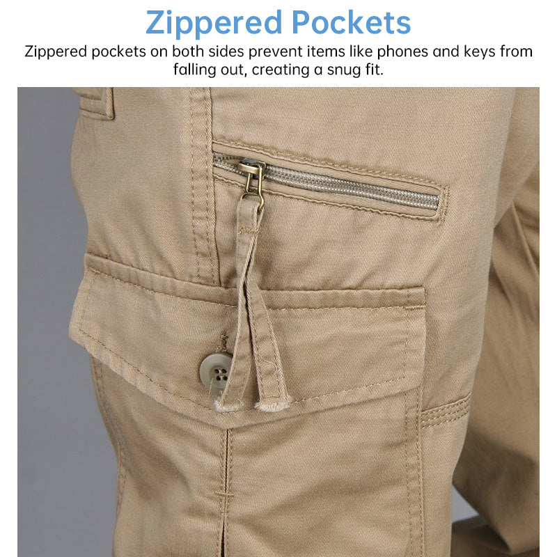Men's cotton cargo overalls for camping and hiking, straight-leg style with multiple pockets and a baggy fit by eprolo