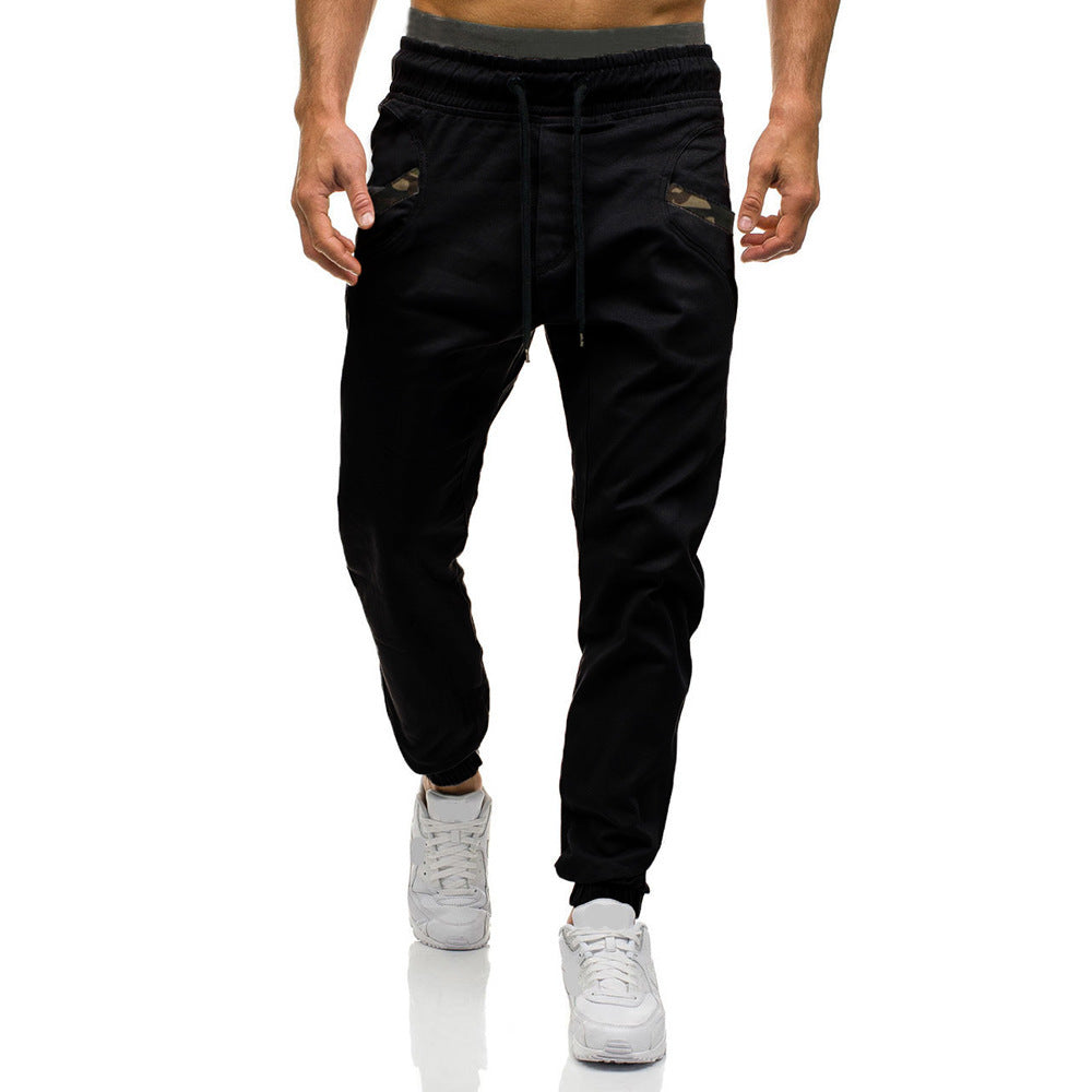 Men's eprolo fitness joggers with pure color, casual long style, slim fit, suitable for workout and everyday wear.